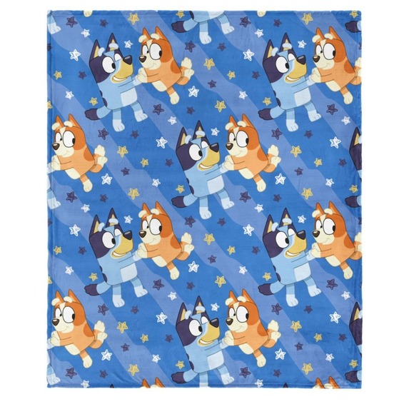 Bluey Wavy Fun Silky Soft Blanket Throw 46" X 60" W Bluey & Bingo New In Package - Picture 1 of 3
